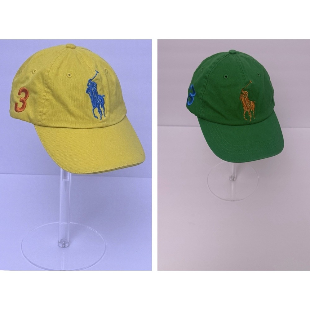 Ralph Lauren Polo Hat Cap Adjustable Back One Size Big Pony Fragrances Lot Of 2‎